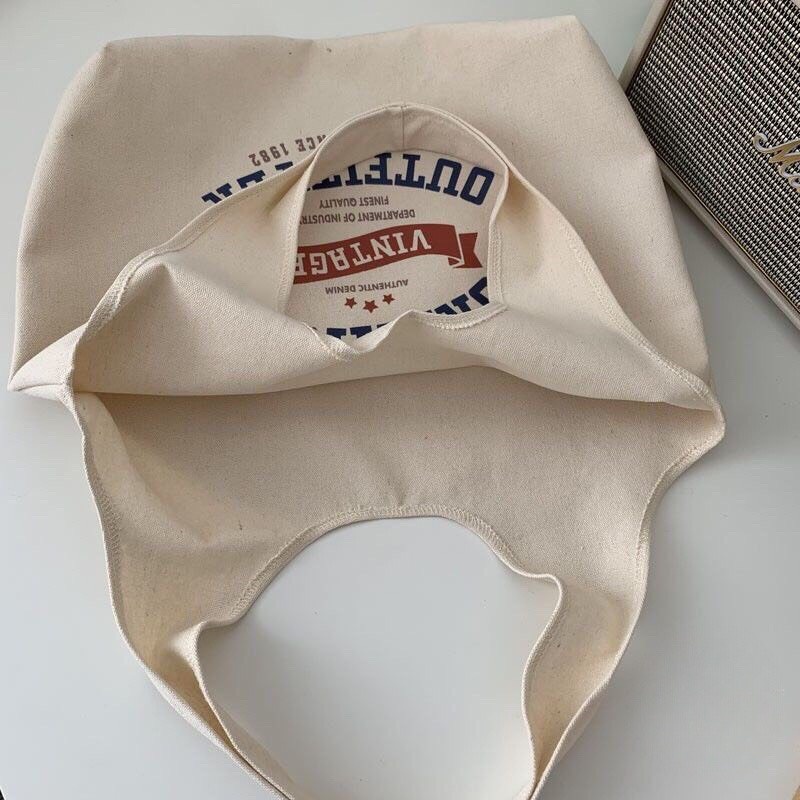 Túi tote Hazin túi vải canvas nữ đựng vừa laptop cỡ lớn đeo vai phong cách ulzzang