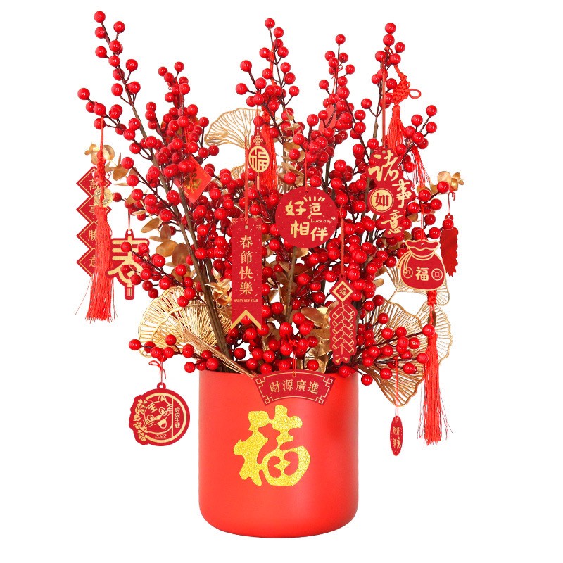 Set 12 Thẻ treo trang trí (loại giấy đỏ dày - Kèm Dây treo) Tết Quý Mão 2023 - May Mắn cả năm