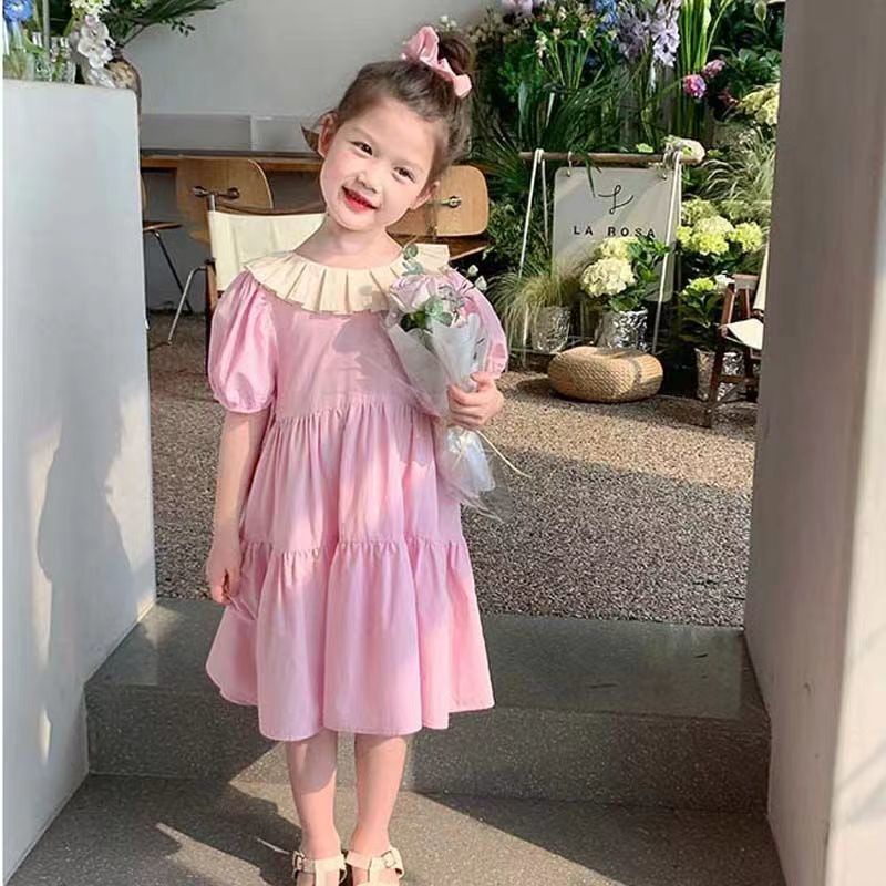 Đầm Công Chúa Tay Phồng Ngắn Hở Lưng Thời Trang Mùa Hè Phong Cách Hàn Quốc Mới Dành Cho Bé Gái