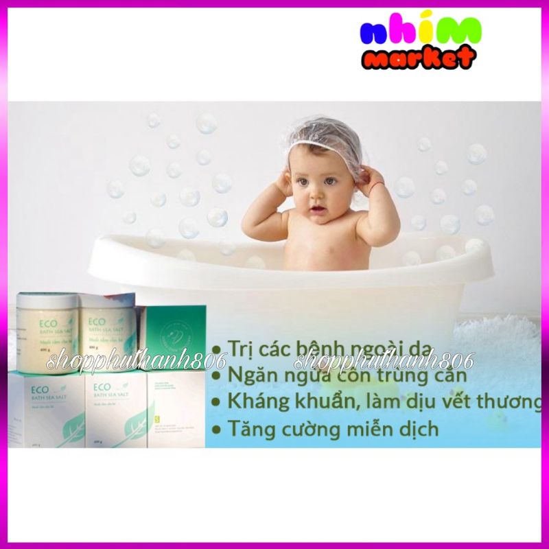 Muối Tắm Bé Sinh Dược Eco- Muối tắm bé thảo dược Eco - hết rôm sảy, mẩn ngứa, di ứng, làm ấm cơ thể bé