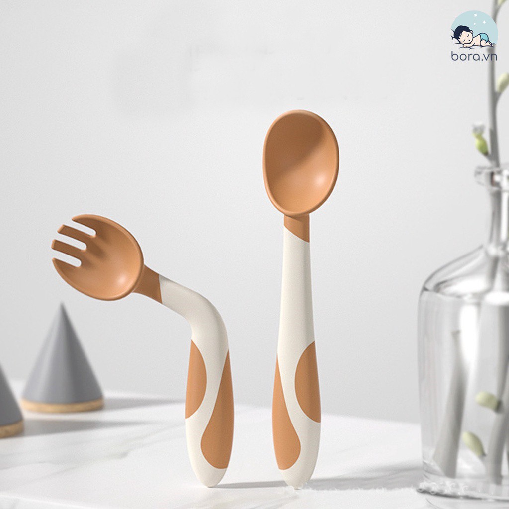 Thìa Dĩa Ăn Dặm Bẻ Cong Tập Ăn Tập Xúc Misuta Hàng Cao Cấp Loại 1