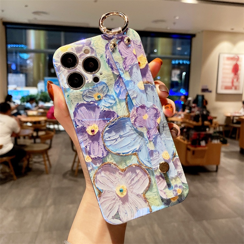 Ốp Điện Thoại Mềm Họa Tiết Tranh Sơn Dầu Nền Xanh Dương Cho iPhone 13 / 12 Pro Max iP11