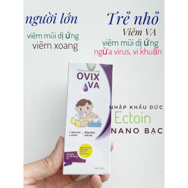 Xịt mũi Ovix 20ml chứa Ectoin, Nano Ag+ hỗ trợ giảm viêm mũi, làm sạch chất nhầy