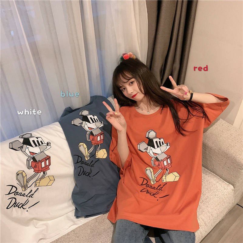 Áo thun tay lỡ Unisex DUCK mickey