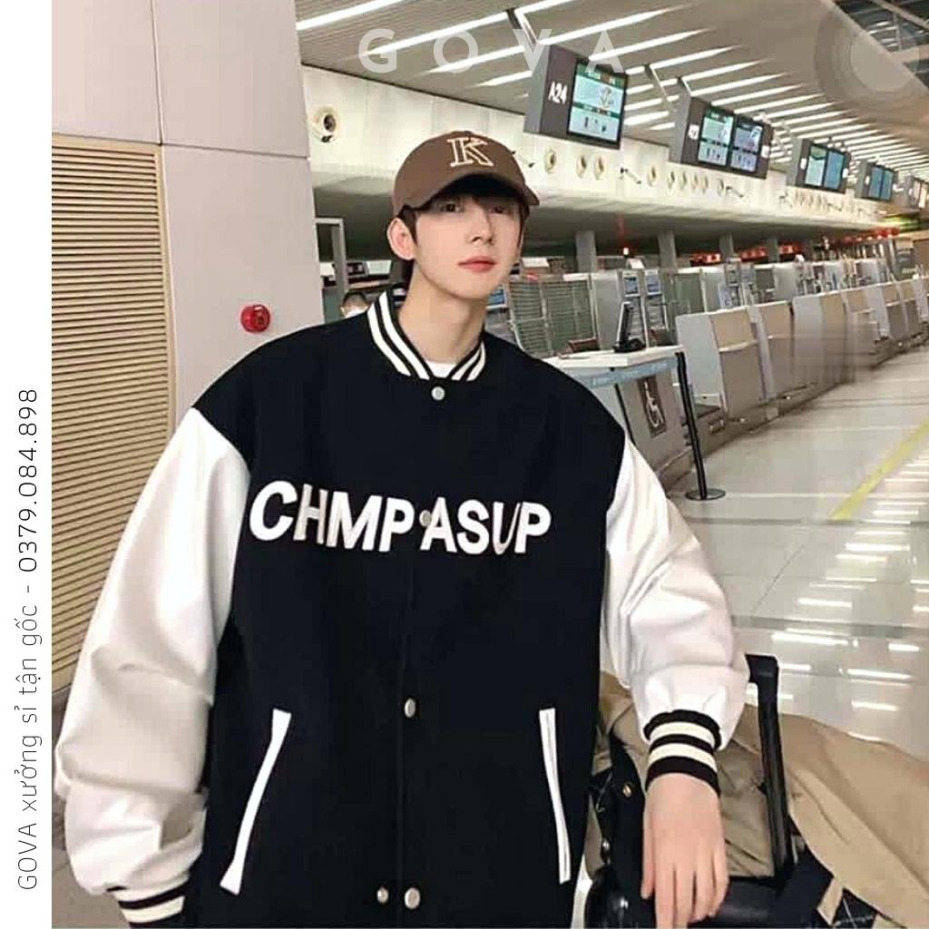 Áo Khoác Dù CHỮ CHMP.ASUP 2 Lớp Form Rộng Nam Nữ Unisex, Áo Gió Bomber Chống Nắng Ulzzang GOVA