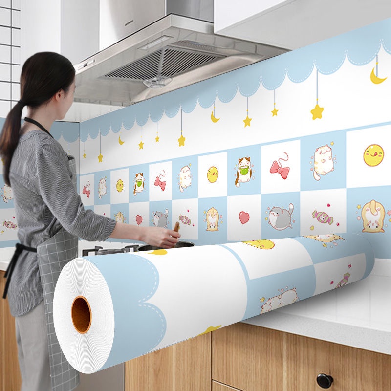 Miếng Dán Tường Dày Dặn Chống Thấm Nước/ Bám Dầu/ Ẩm Mốc Tiện Dụng Cho Nhà Bếp/ Nhà Tắm