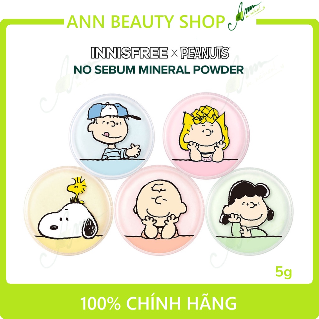 Phấn Phủ Innisfreee x Peanuts No Sebum Mineral Powder 5gr