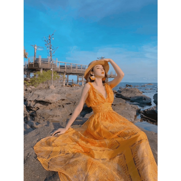 XẢ LỖ ĐẦM MAXI VOAN ĐI BIỂN THẢ DÁNG TIÊN CẢNH SIÊU HOT PU