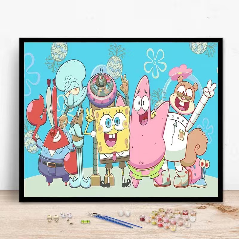 Tranh Tô Màu Theo Số, Tranh NHÂN VẬT HOẠT HÌNH, KT 40x50cm, Có Khung, Đủ Phụ Kiện, Tranh Số Hóa Hottrend