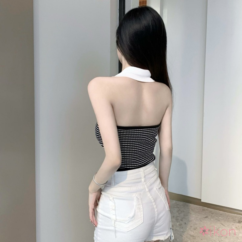 Áo Dệt Kim Nữ Sát Nách Màu Sắc Tương Phản