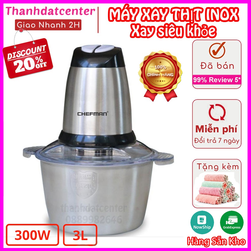 Máy Xay Thịt Xay Thực Phẩm Cối Inox 4 Lưỡi Đa Năng - Máy Xay Tỏi Ớt Bảo Hành 6 Tháng - Máy Xay Kinosun