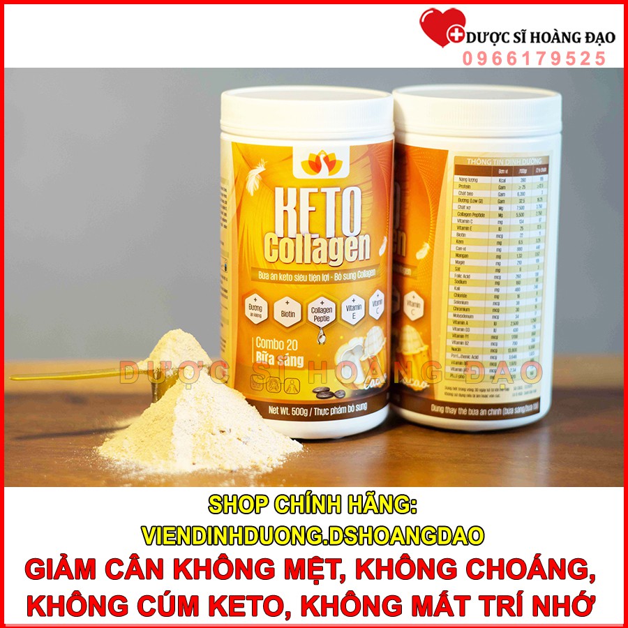 Sữa lắc Keto Collagen [Chính Hãng] - Liệu trình 2 hộp 500g - Bữa ăn Keto GIẢM CÂN SIÊU TIỆN LỢI cho người muốn giảm cân