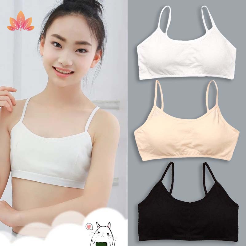 Áo Ngực Thể Thao Bằng Cotton Mỏng Có Dây Mỏng Dành Cho Bé Gái 8-14 Tuổi JP5