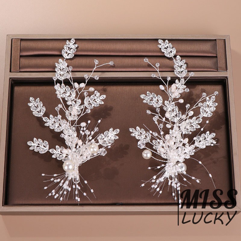 Set 2 kẹp tóc đính kim cương giả sáng bóng phong cách retro thanh lịch