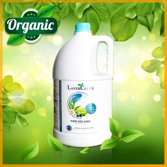 {TIN DÙNG} Nước Rửa Chén Bát Hữu Cơ Organic Layer Clean Hương Qủa Quýt 5L Chiết Xuất Từ Thực Vật Thân Thiện Với Làn Da