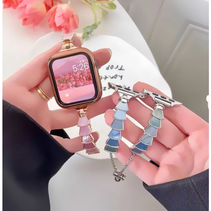 Dây Đeo Thay Thế Chất Liệu Kim Loại Đính Đá Lấp Lánh Cho Apple watch iwatch series 8 7 SE 6 5 4 3 2 1 8