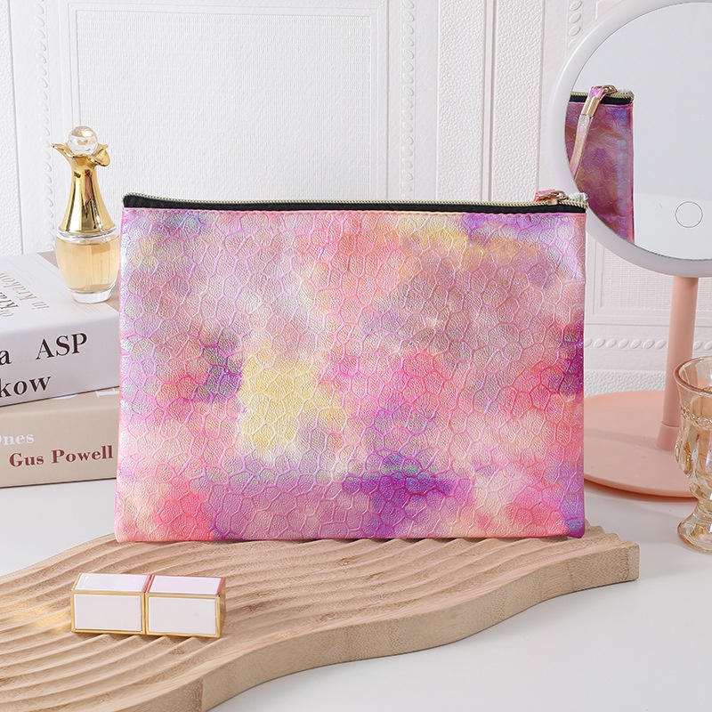 Túi Da PU Đựng Mỹ Phẩm Màu gradient Chống Thấm Nước Tiện Dụng Mang Đi Du Lịch