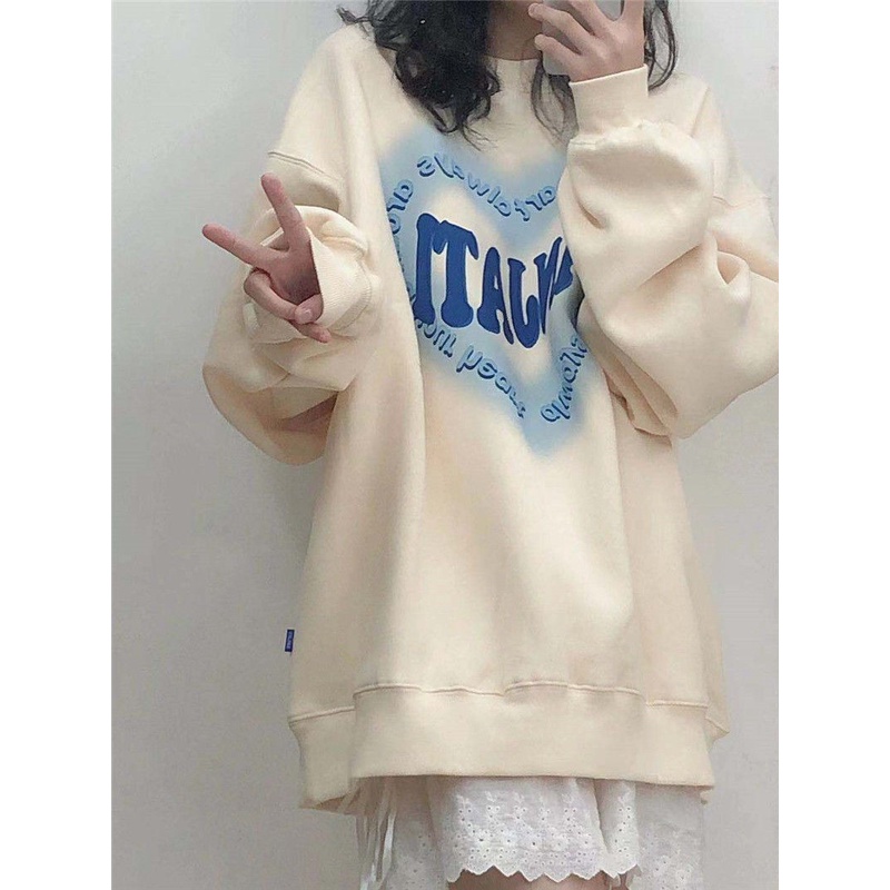 Áo sweatshirt  Cotton Cổ Tròn Dáng Rộng Thời Trang Mùa Thu Mới Cho Nữ