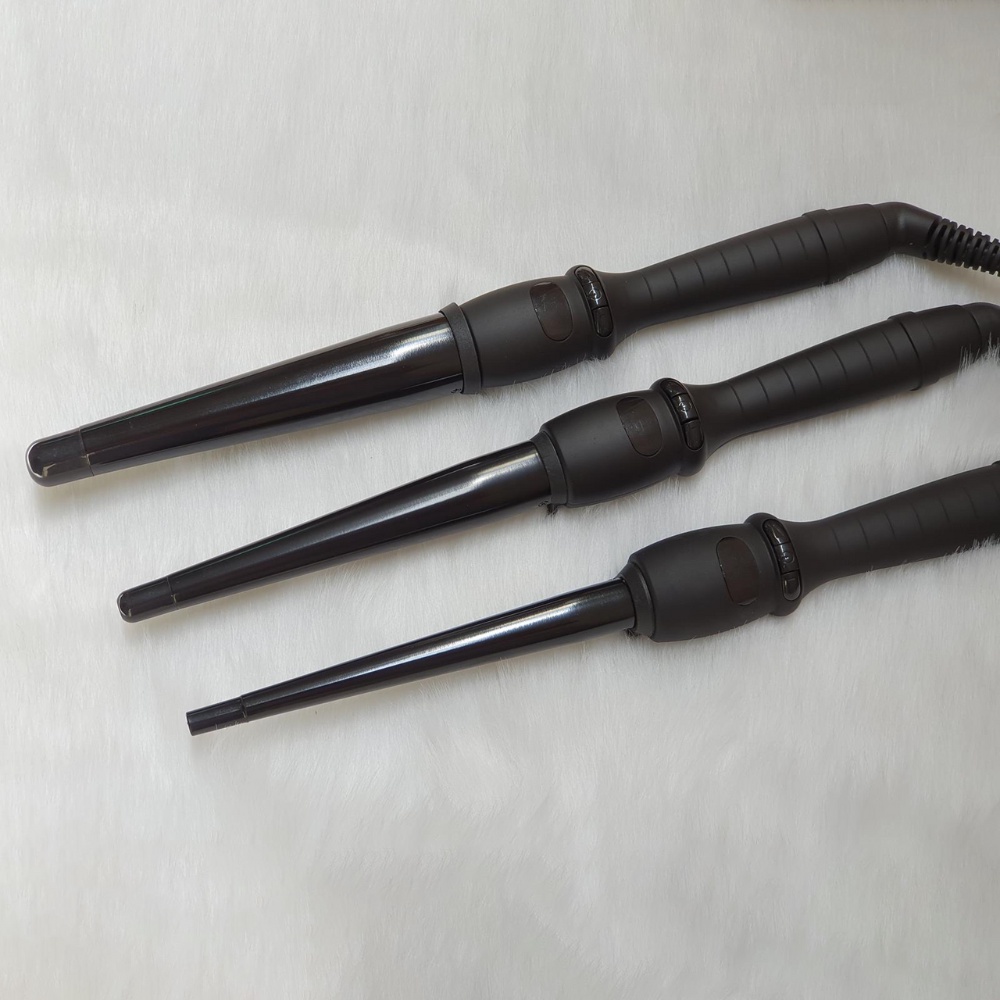 Máy uốn xoăn tóc hình tháp có chỉnh nhiệt chuyên dùng làm tóc xoăn lọn to nhỏ chuyên nghiệp