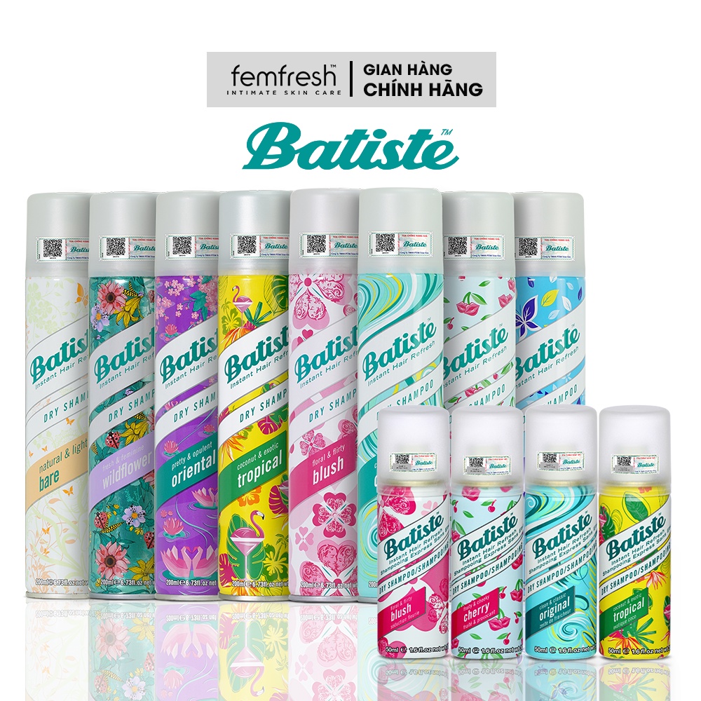 Dầu Gội Khô Batiste Dry Shampoo 200ml Hết Ngứa, Hết Bết Dính Tóc Bồng Bềnh Tức Thì