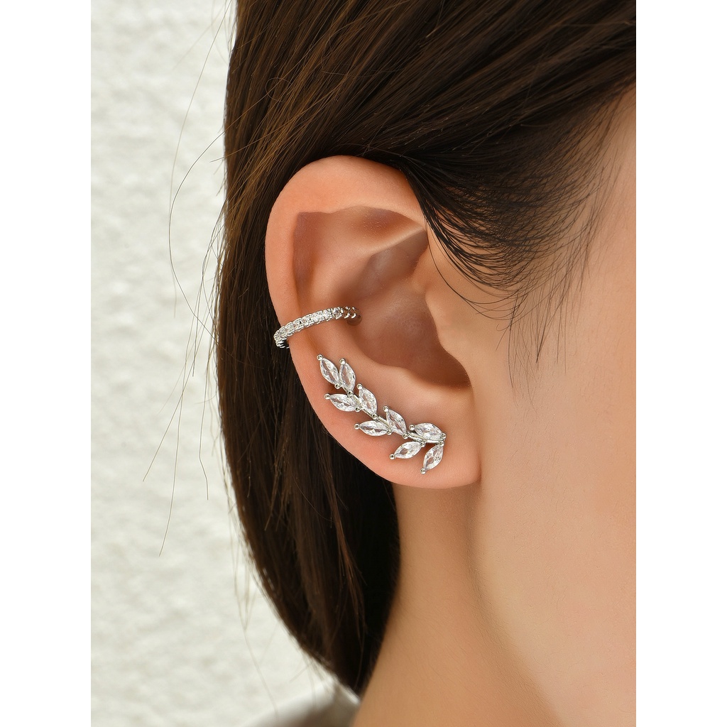 Set 3 Khuyên Tai Mạ Vàng Trắng 14k Đính Đá Thời Trang