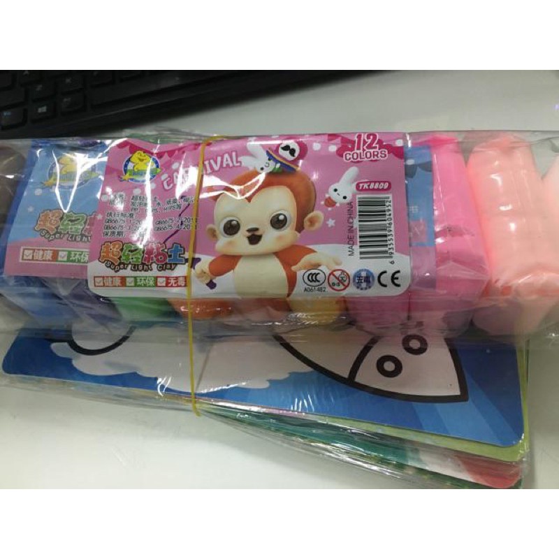 Bịch đất nặn loại to, đất sét siêu nhẹ 12 màu Soft Clay, nguyên liệu làm Butter slime