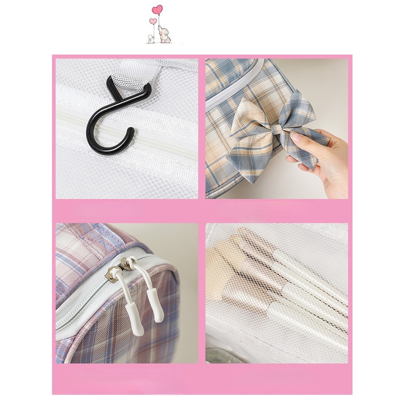 Túi Đựng Mỹ Phẩm Trang Điểm Đa Năng Phối Nơ Dễ Thương