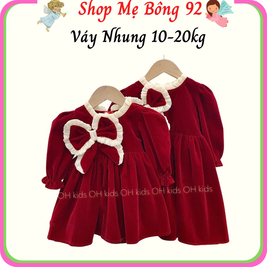 Váy Nhung Diện Tết Bé Gái Nơ Cổ Viền Cực Xinh VB2354 – Shop Mẹ Bông 92