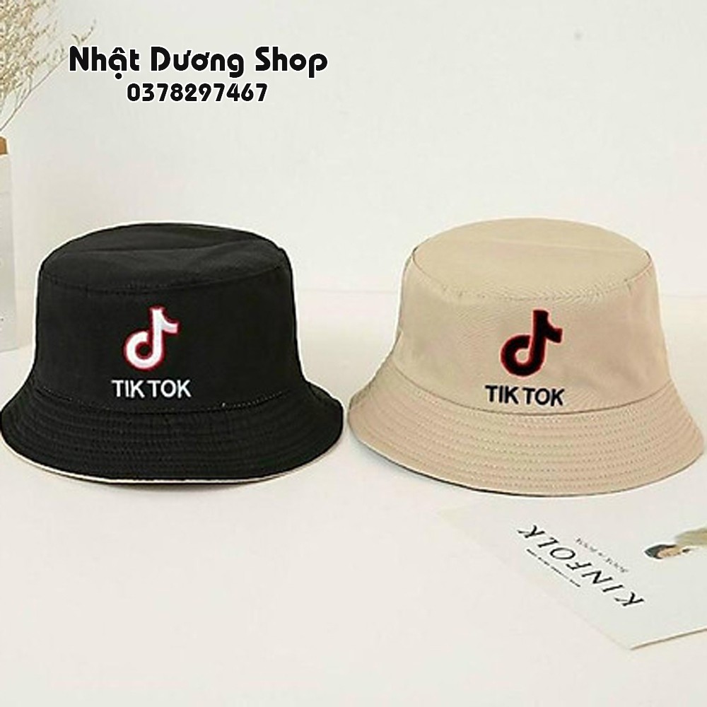 Nón bucket, tai bèo 2 mặt Tik.tok thêu hình nốt nhạt độc đáo, sành điệu
