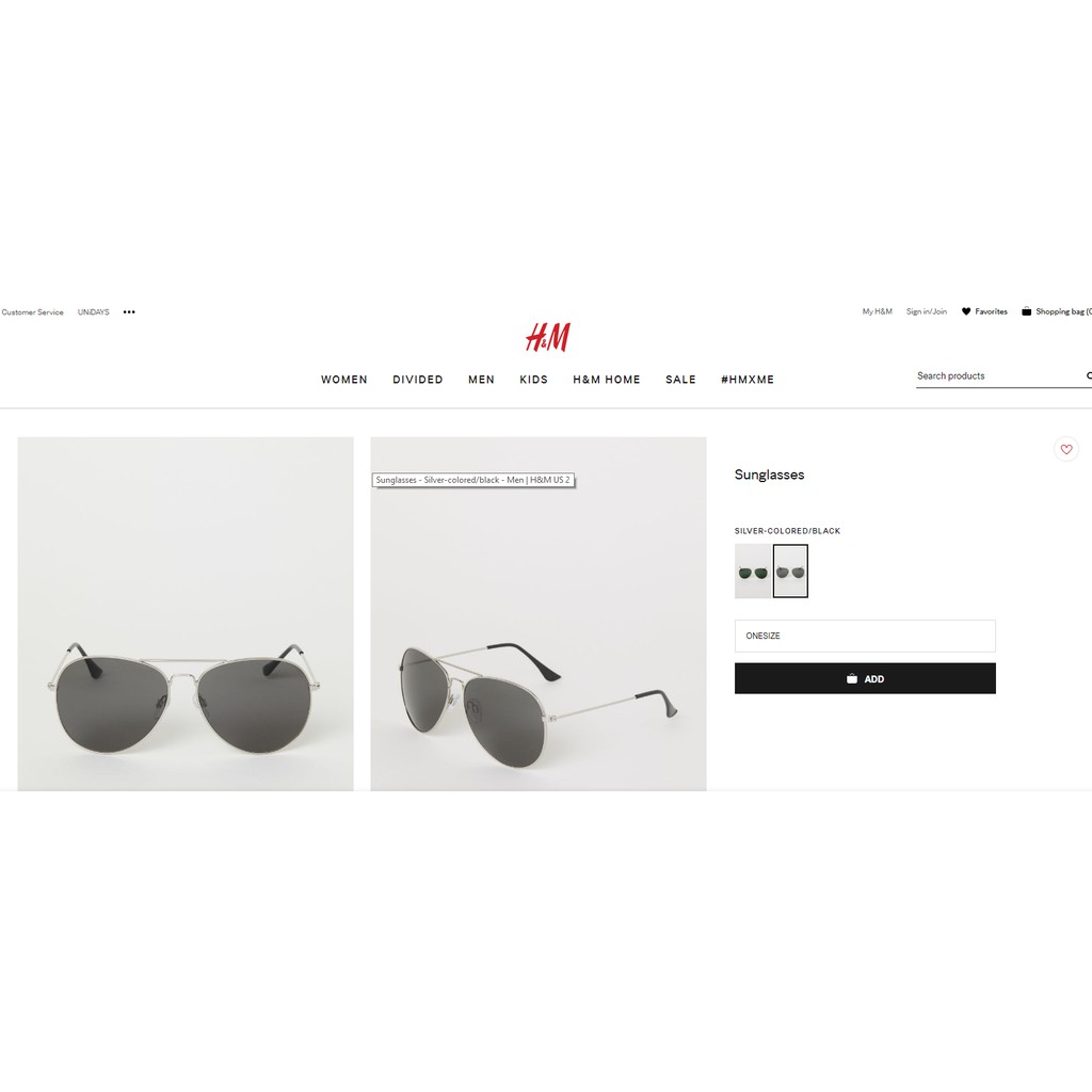 Kính H&M xách tay Pháp (nam)