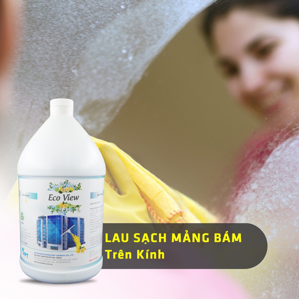 Nước Lau Kính Sáng Bóng, Chống Bám Bẩn ECO VIEW - KPT CHEM - Chai Lớn 1 Gal (Gần 4L)