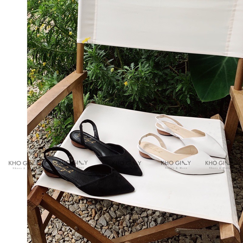 Giày Bupbe Nhọn quai sao Gót gỗ - G001