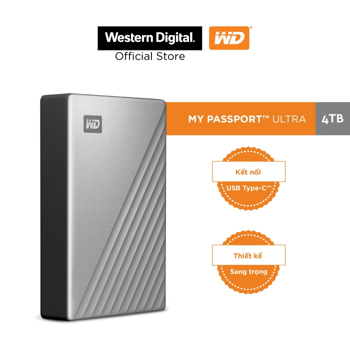 Ổ Cứng Di Động WD My Passport Ultra Silver -4TB ( 2.5&quot; USB 3.0 )-