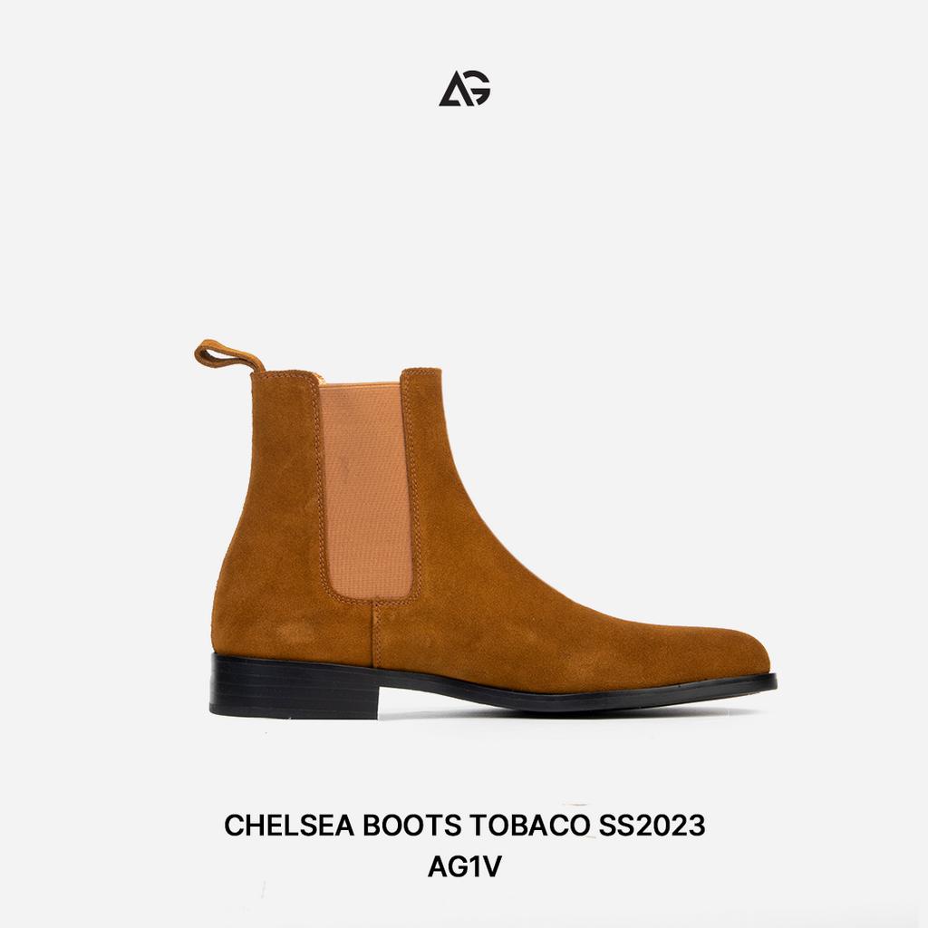 Giày Chelsea boots nam da lộn nâu, da bò cao cấp nhập khẩu handmade August shoes AG1V  chính hãng bảo hành 12 thá
