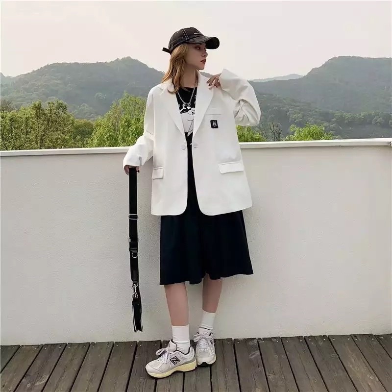 Áo Khoác Vest Blazer Unisex From Rộng Phong Cách Hàn Quốc.V016