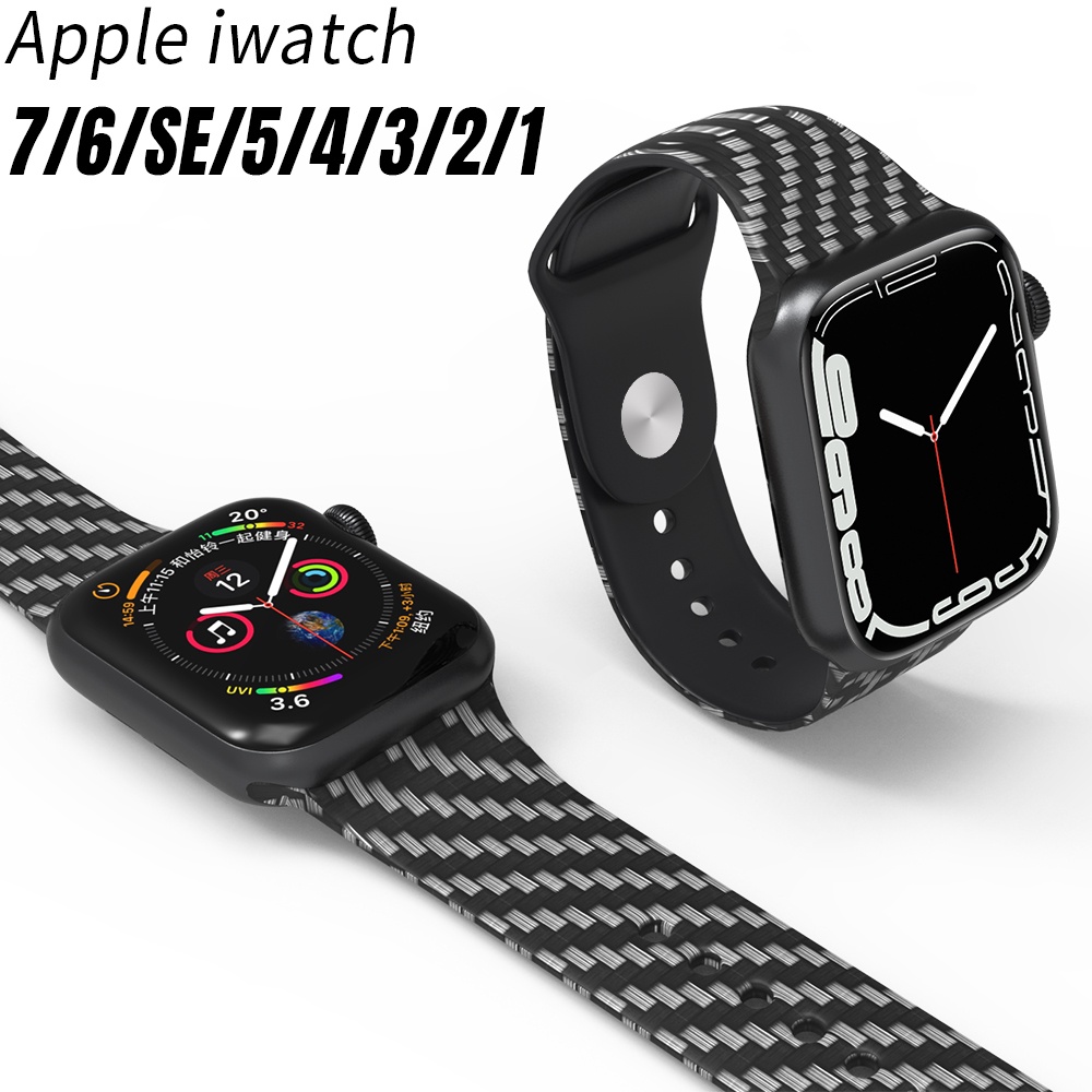 Dây Đeo Đồng Hồ Apple Watch Series 3 5 6 SE 7 / 1 Bằng Sợi Carbon