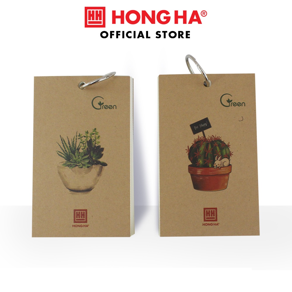 Sổ Flashcard - Thẻ học 200 trang Green Plant Hồng Hà - MS: 4156