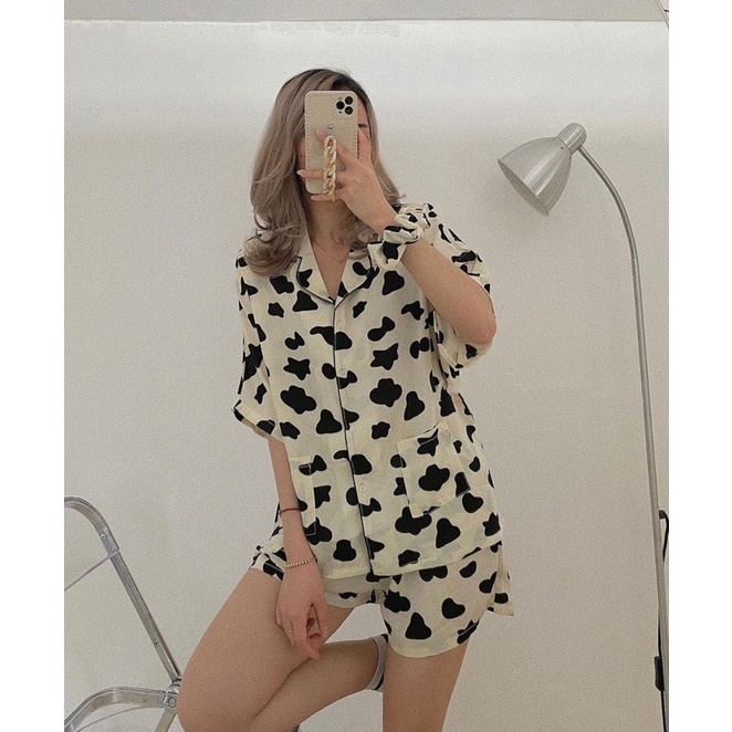 Bộ pizama tặng kèm scrunchies (video/hàng sẵn) | BigBuy360 - bigbuy360.vn