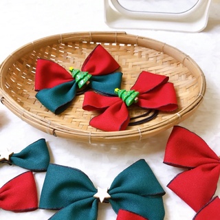 Kẹp tóc Noel, kẹp tóc Giáng sinh, kẹp tóc màu đỏ, kẹp tóc kẻ đỏ cho bé