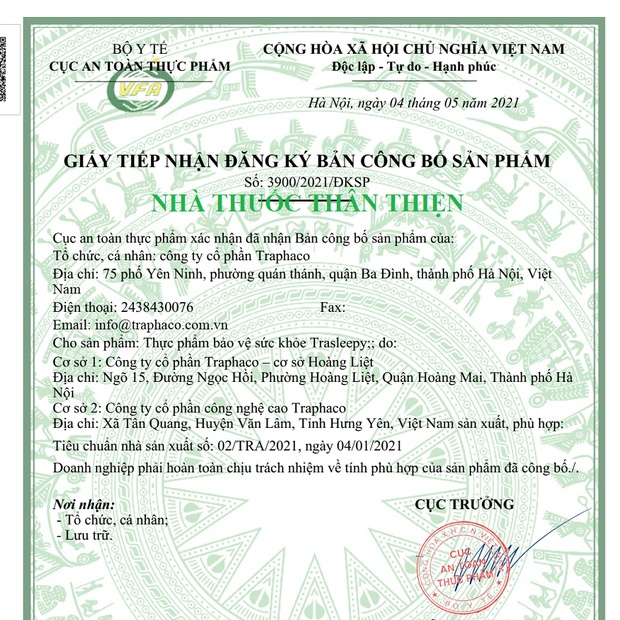 TRASLEEPY – Giúp dưỡng tâm an thần, giúp dễ ngủ, giảm căng thẳng, lo âu (20 viên)