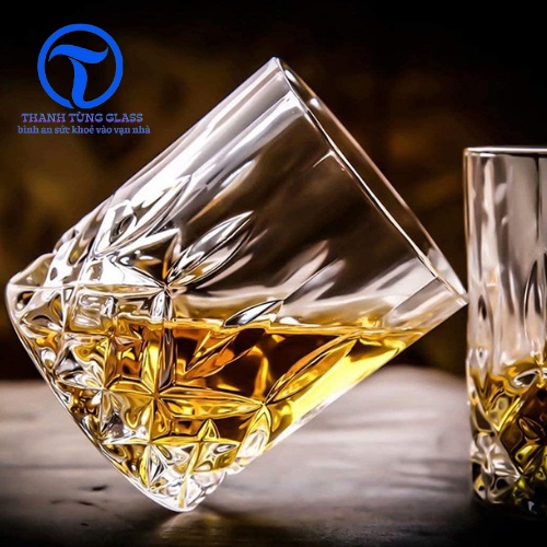Bộ 6 ly thủy tinh cao cấp hoa văn Jim Beam Whiskey Glass 350ml hàng nhập thiết kế sang trọng