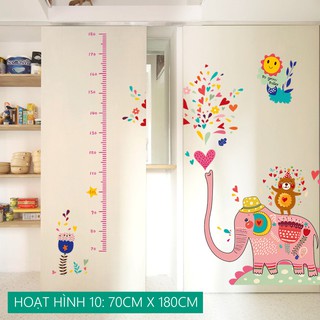 Tranh dán tường cho bé để Đo chiều cao hình CHÚ VOI HỒNG