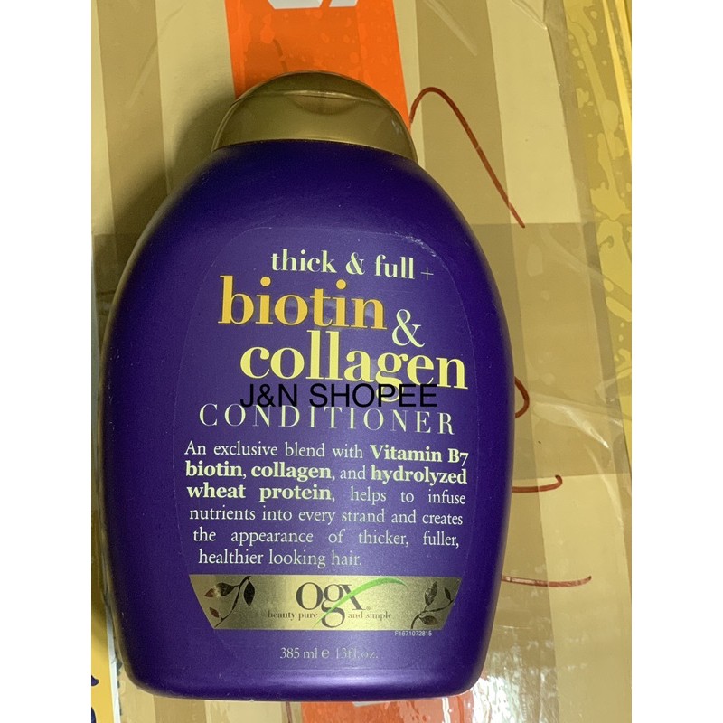 [🇺🇸]DẦU XÃ BIOTIN OGX Thick & Full + Biotin & Collagen Volumizing Conditioner for Thin Hair, Vitamin B7 & Wheat Protein