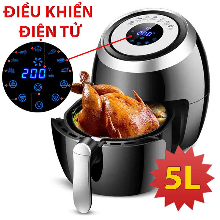 Nồi chiên không dầu PERFECT 1500W Dung tích 5.5L , bảo hành 12 tháng - Nồi nướng không dầu Hàng loại 1