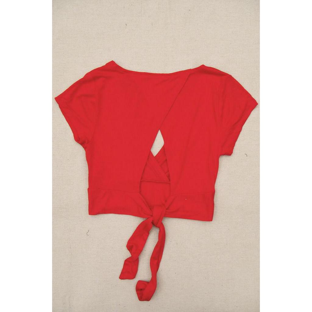 Áo croptop hở lưng sau cột dây nơ ME TO W3