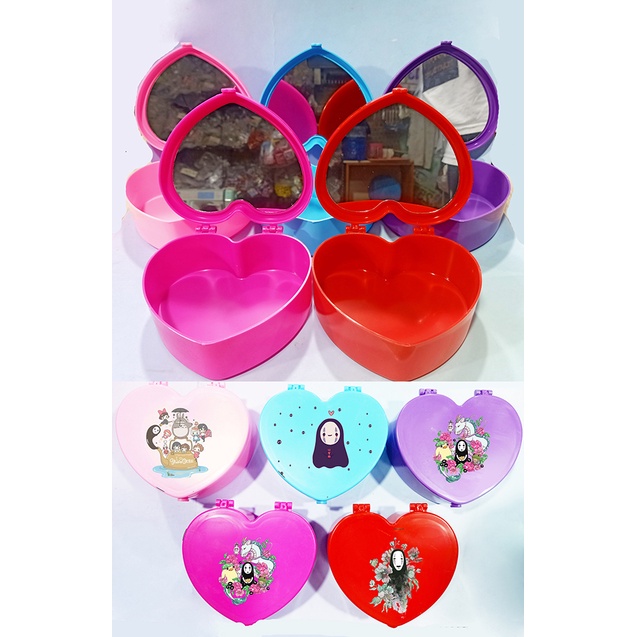 Hộp tim vô diện kèm gương HKG15 dễ thương cute đựng trang sức hoạt hình