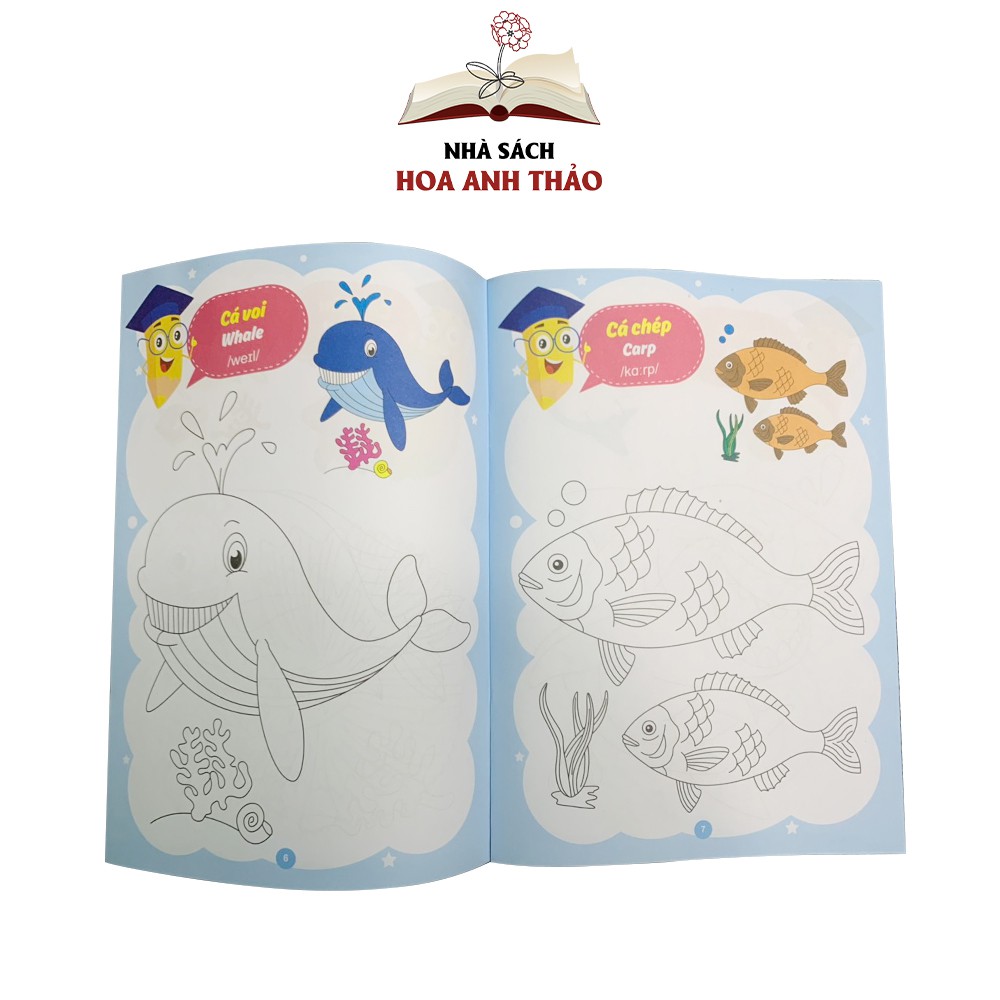 Sách - Tô Màu Bé tô màu nhiều chủ đề song ngữ Việt Anh cho trẻ từ 3-4 tuổi