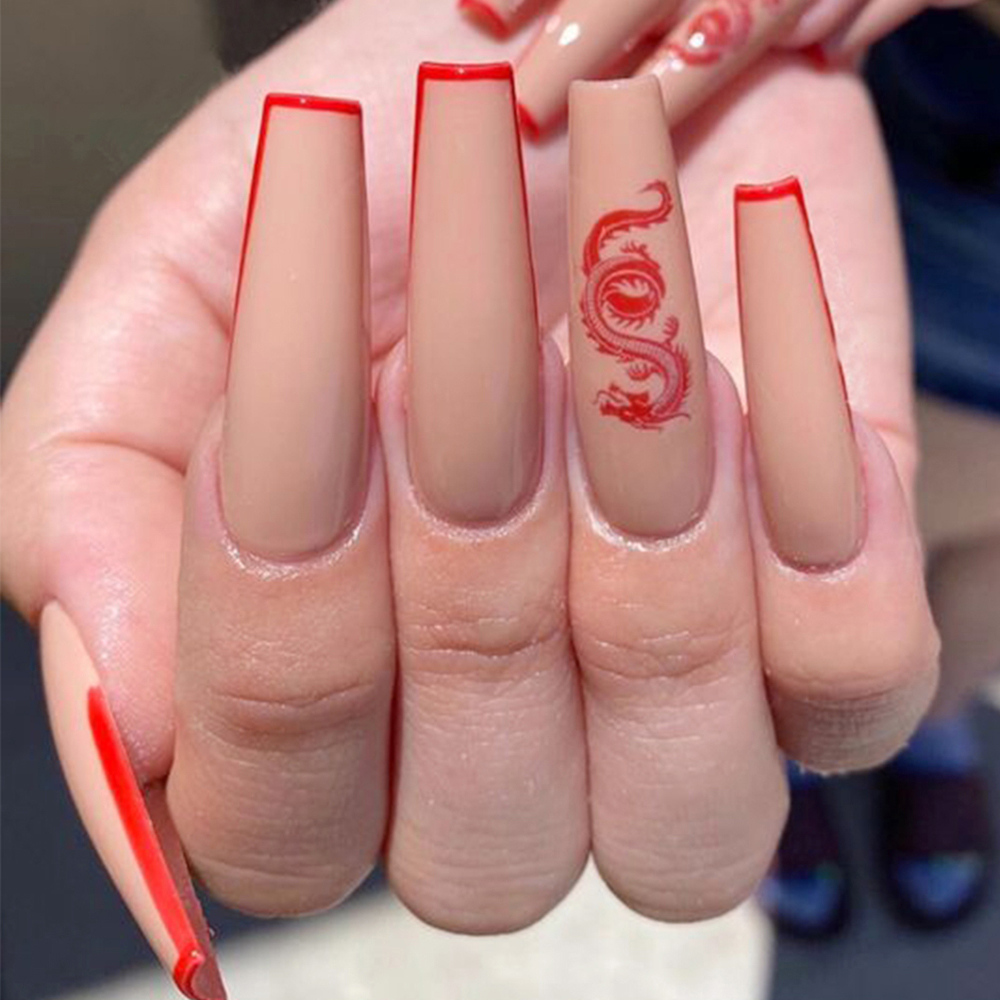 [Hàng mới về] Bộ 1 / 4 miếng dán móng tay hình rắn phong cách gothic độc đáo