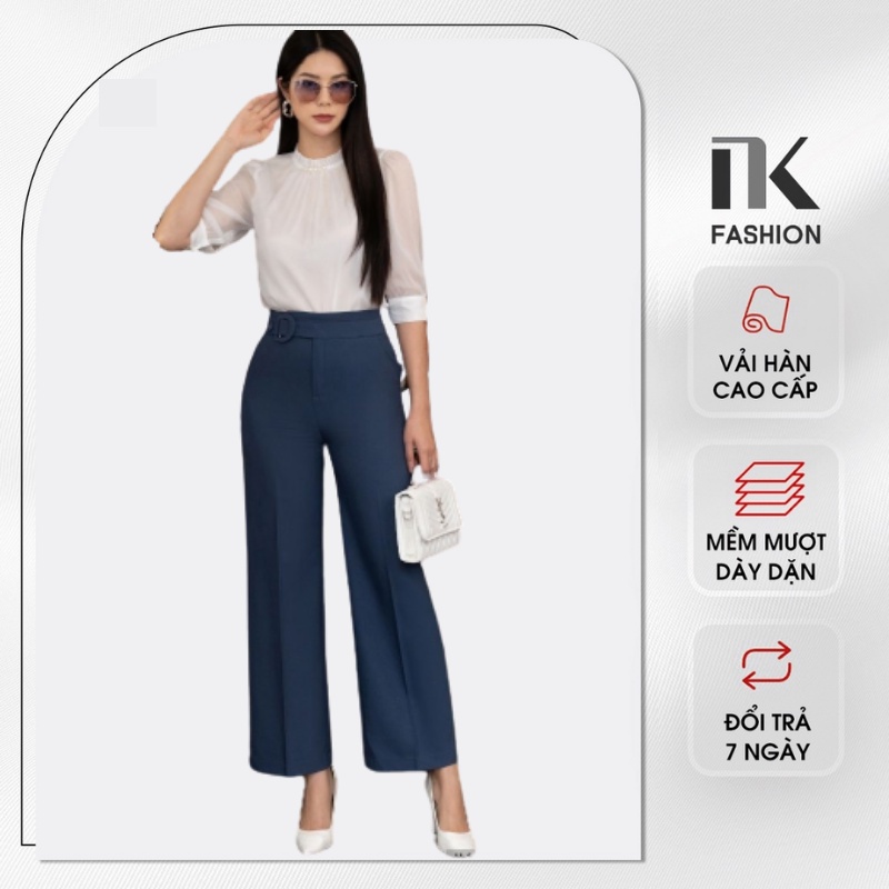 Quần Tây Nữ Công Sở NK FASHION Ống Rộng, Thiết Kế Đai Chữ D, Thanh Lịch, Nhẹ Nhàng NKQU2203001