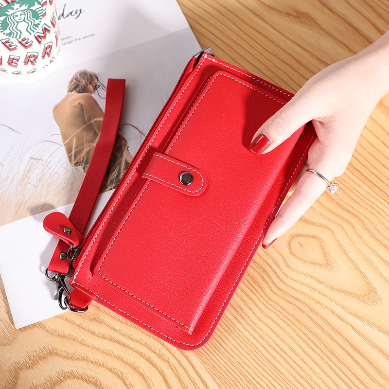 Ví Dài Sức Chứa Lớn Có Khóa Kéo Đơn Giản Thời Trang Phong Cách Hàn Quốc Mới